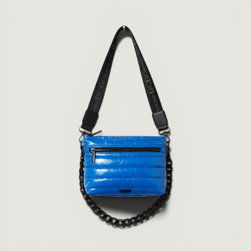 BCBGeneration Puffer Crossbody Bag Womens Small Blue NEW Quilted Chain Strap